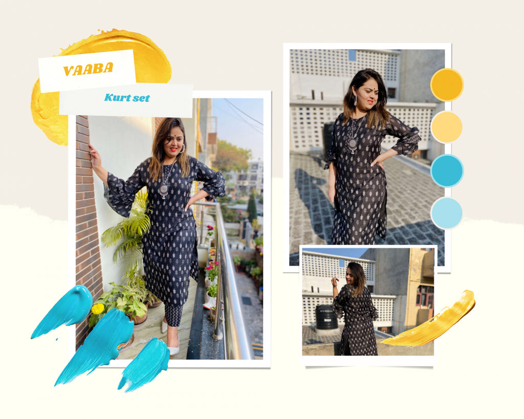 Make a statement by styling a Black Printed Kurta