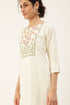 Women Rayon Embroidery Kurta Trousers Set (White)
