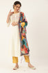 Women Rayon Embroidery Kurta Trousers Set (White)