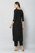 Vaaba Rayon Blend Kurta Set With Dupatta - Black