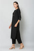 Vaaba Rayon Blend Kurta Set With Dupatta - Black
