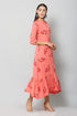 Women Foil Printed Pink Casual Daily Wear Flared Kurta