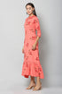 Women Foil Printed Pink Casual Daily Wear Flared Kurta
