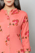 Women Foil Printed Pink Casual Daily Wear Flared Kurta