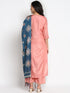 Women Peach Gotta Patti Kurta with Palazzos & With Dupatta