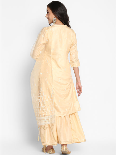 Printed Fown Silk Straight Kurta Suit Set