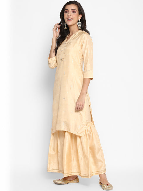 Printed Fown Silk Straight Kurta Suit Set