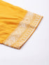 Yellow Panelled Printed A-Line Rayon Kurta Suit Set