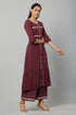 Purple Rayon Straight Kurta Palazzo set