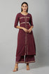 Purple Rayon Straight Kurta Palazzo set