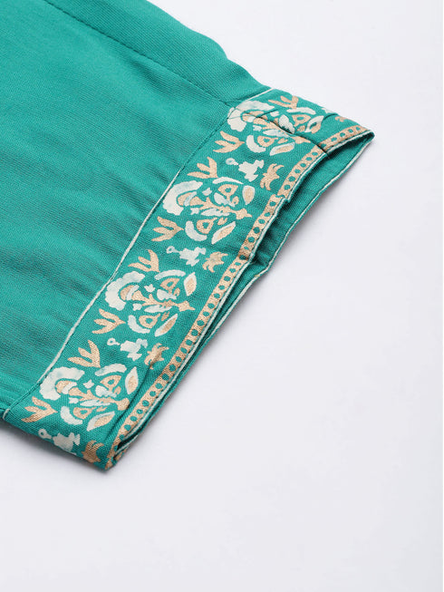 Rama Panelled Printed A-Line Rayon Kurta Suit Set