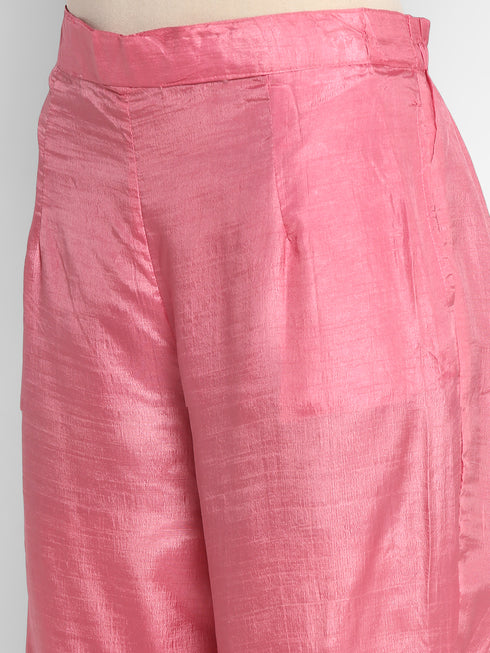 Women Pink Gotta Patti Kurta with Palazzos & With Dupatta