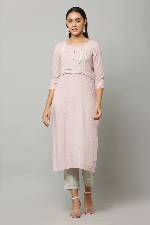 Women Cotton Chex Stripe Printed Kurta Pant Set