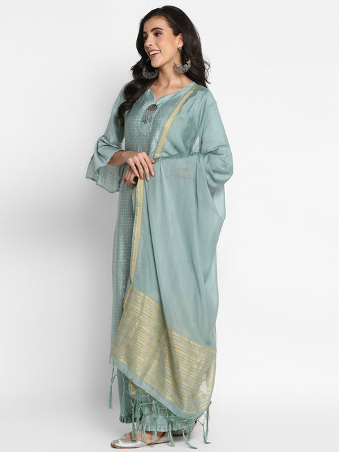 Grey Straight Dola Silk Kurta Suit Set