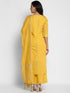 Women Yellow Straight Chanderi Silk Kurta with Palazzos & Dupatta