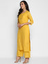 Women Yellow Straight Chanderi Silk Kurta with Palazzos & Dupatta