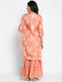 Printed Peach Silk Straight Kurta Suit Set