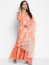 Printed Peach Silk Straight Kurta Suit Set