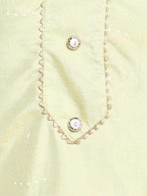 Printed Parrot Silk Straight Kurta Suit Set