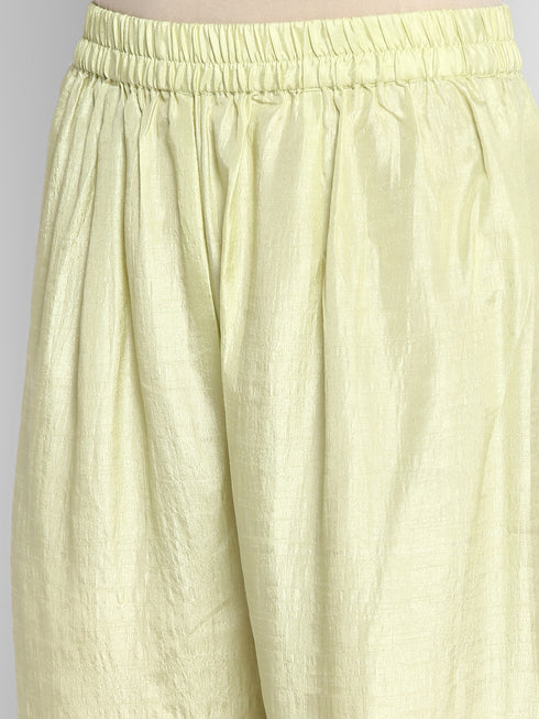 Printed Parrot Silk Straight Kurta Suit Set