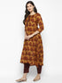 Women Chanderi Digital Printed Kurta Trouser Set