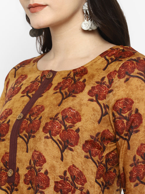 Women Chanderi Digital Printed Kurta Trouser Set