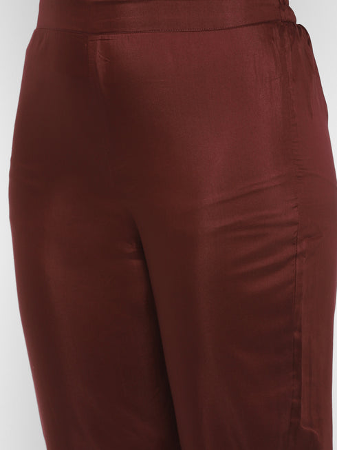 Women Chanderi Digital Printed Kurta Trouser Set