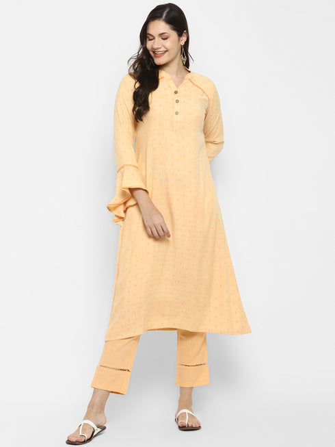 Women Viscose Blend Self Design Kurta Trouser Set