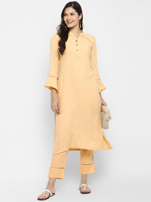 Women Viscose Blend Self Design Kurta Trouser Set