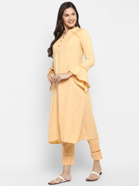 Women Viscose Blend Self Design Kurta Trouser Set