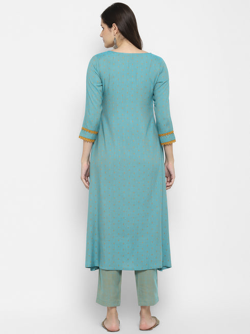 Women Viscose Blend Self Design Kurta Trouser Set