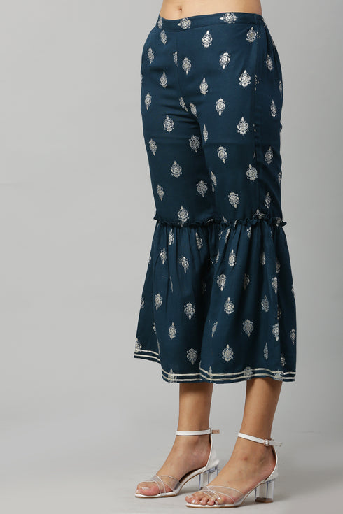 Peacock Rayon Printed Straight Kurta Suit Set