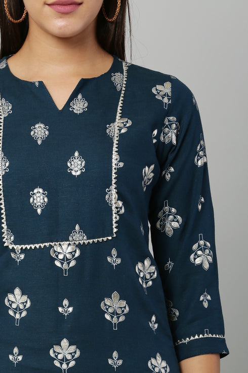 Peacock Rayon Printed Straight Kurta Suit Set