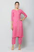 Vaaba Rayon Blend Kurta Set With Dupatta - Pink