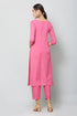 Vaaba Rayon Blend Kurta Set With Dupatta - Pink