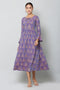 Women Geometric Print Muslin Flared Kurta (Purple)