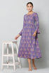 Women Geometric Print Muslin Flared Kurta (Purple)