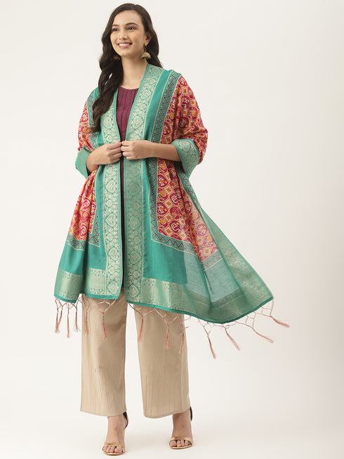 Jacquard Woven Orange Women Dupatta