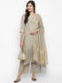 Women Grey Straight Chanderi Silk Kurta with Palazzos & Dupatta