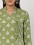 Green Rayon V-Neck Straight Printed Kurta Suit Set