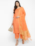 Orange Straight Chanderi Silk Kurta Suit Set