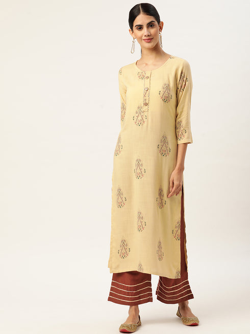 Women Floral Print Rayon A-line Kurta set