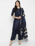 Women Blue Gotta Patti Kurta with Palazzos & With Dupatta