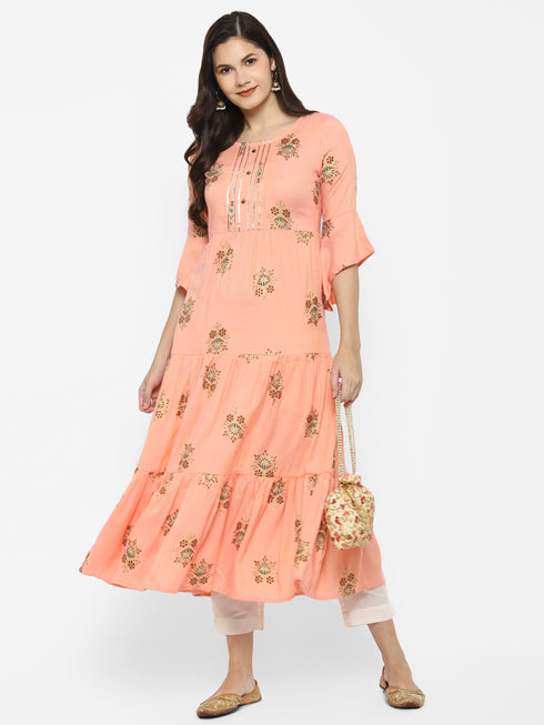 Women Floral Print Rayon A-line Kurta