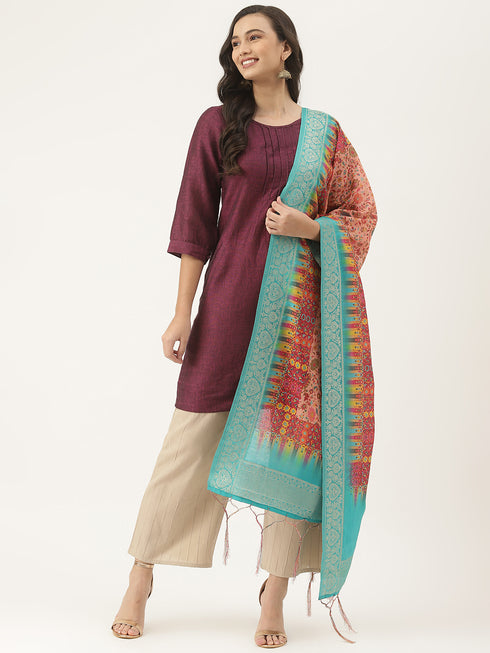 Jacquard Woven Peach Women Dupatta