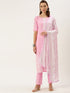 Embroidery Straight Pink Kurta, Pant with dupatta set