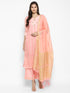 Women Pink Straight Chanderi Silk Kurta with Palazzos & Dupatta