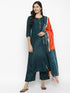 Women Green Gotta Patti Kurta with Palazzos & With Dupatta
