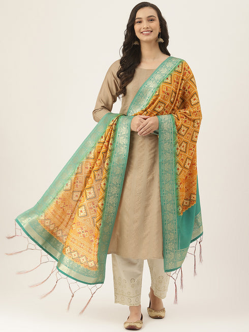 Jacquard Woven Mustard Women Dupatta