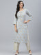 Embroidered Cotton Straight Kurta (Grey)